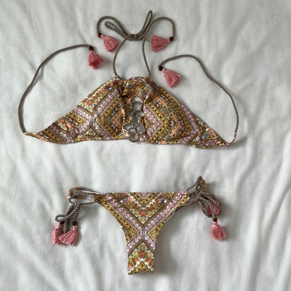 Bohemian Halter top bikini with tassels